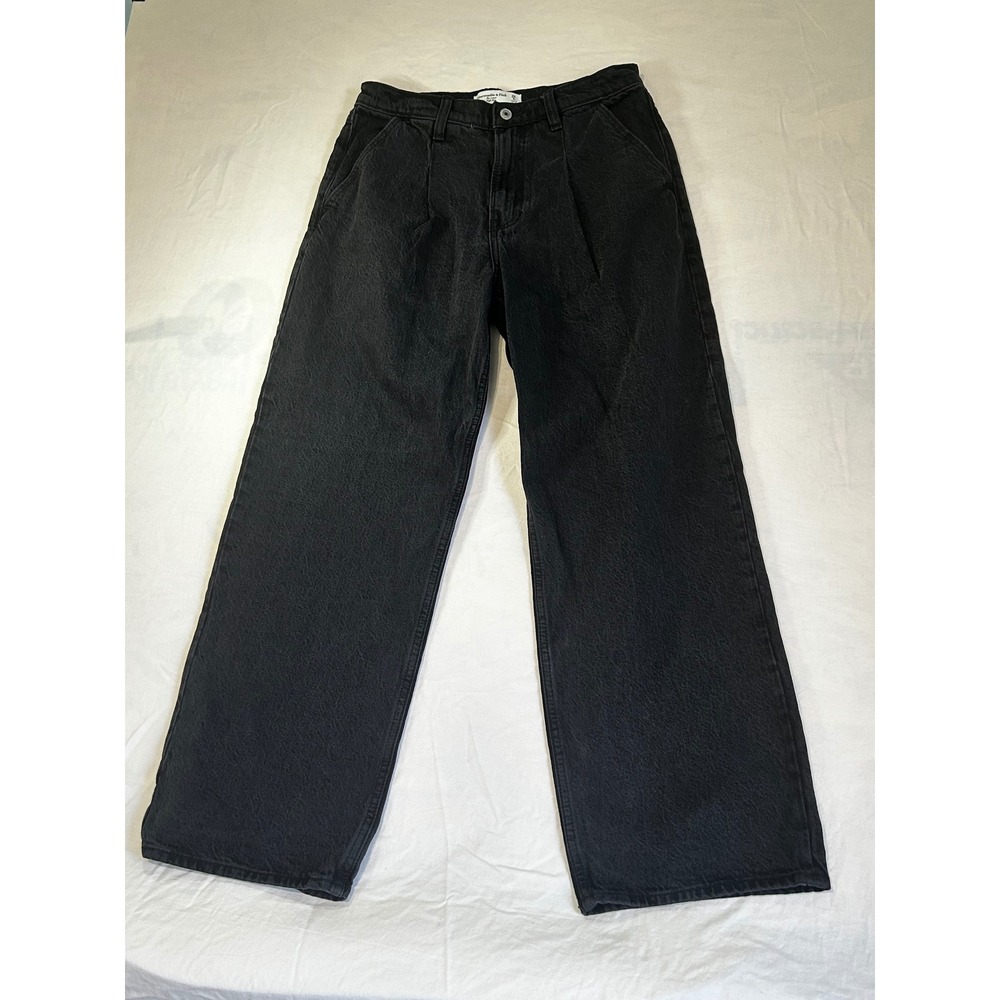 Abercrombie & Fitch The Loose High Rise Jeans Washed Black 28 6s barrel Leg